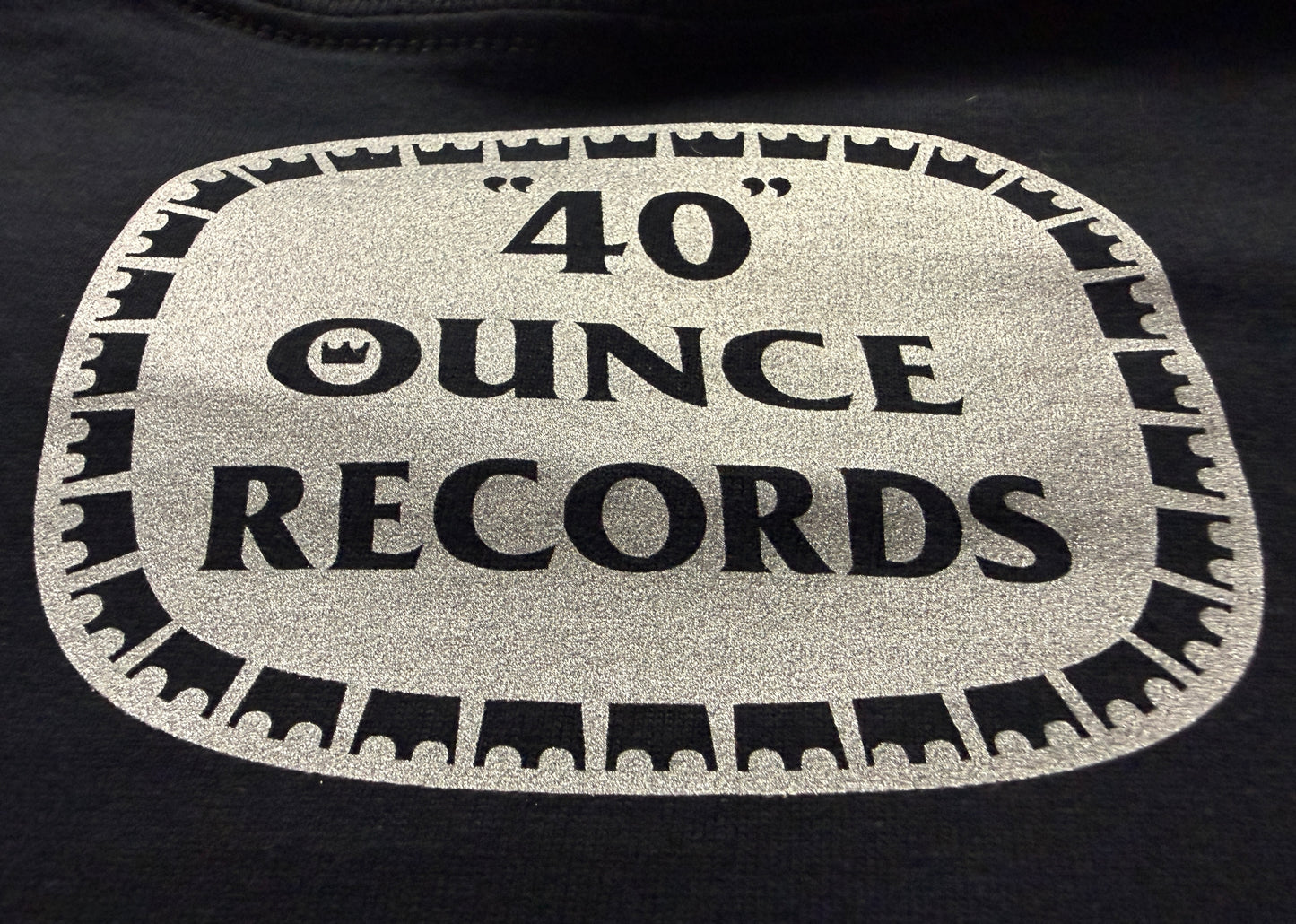 40 Ounce Records Black & Metallic Silver T-Shirt