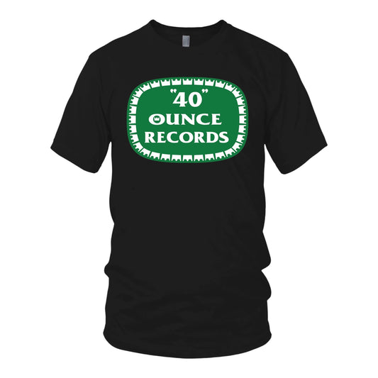 40 Ounce Records Black, Green& White T-Shirt