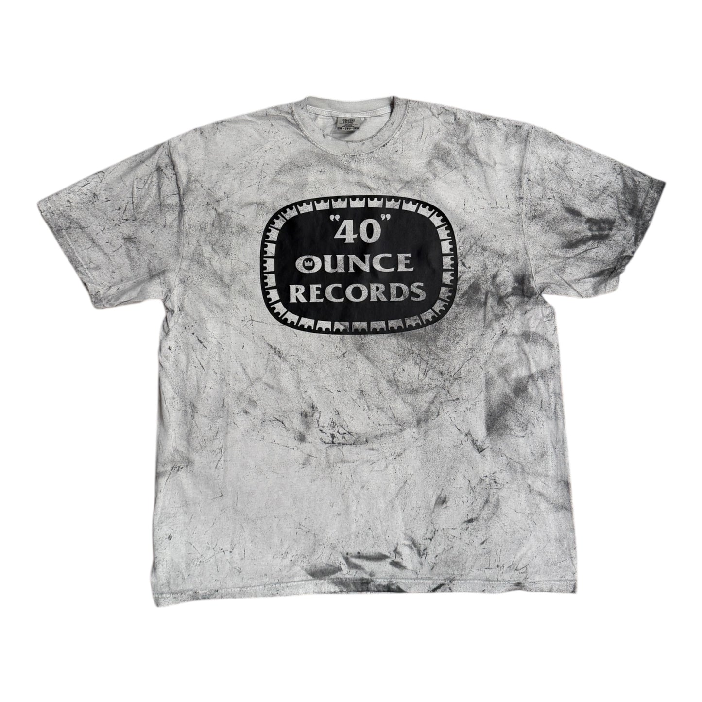 40 Ounce Records Siver & Black Tie Dye T-Shirt - Front & Back Print