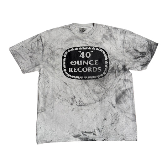 40 Ounce Records Siver & Black Tie Dye T-Shirt - Front & Back Print