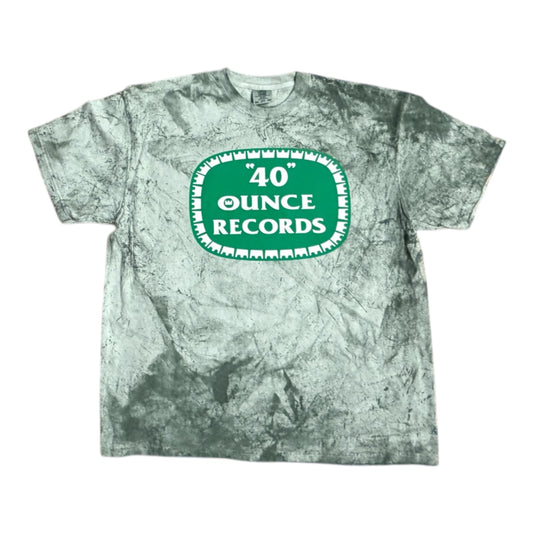 40 Ounce Records Green & White Tie Dye T-Shirt - Front & Back Print