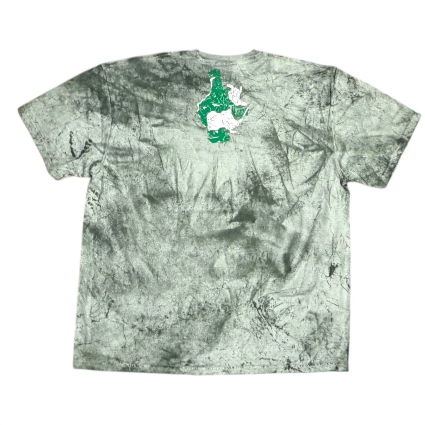 40 Ounce Records Green & White Tie Dye T-Shirt - Front & Back Print