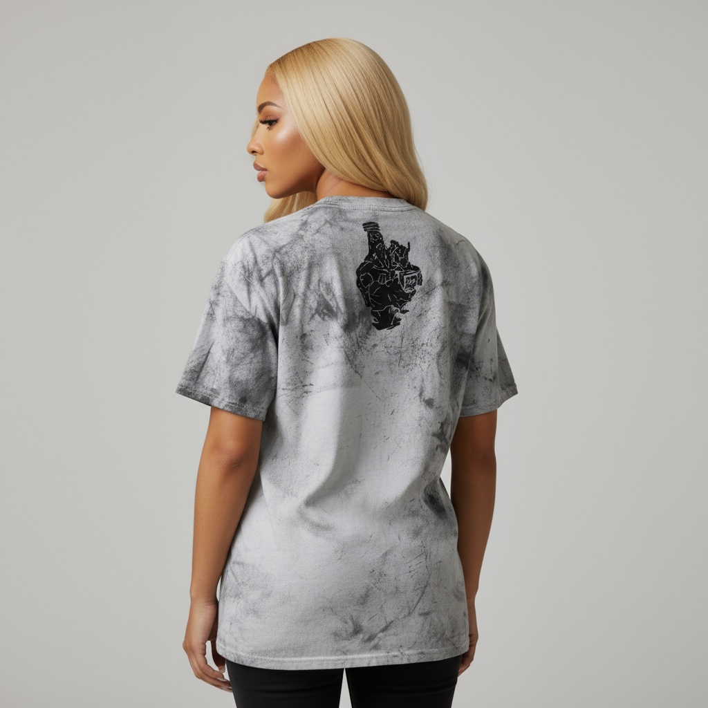 40 Ounce Records Siver & Black Tie Dye T-Shirt - Front & Back Print